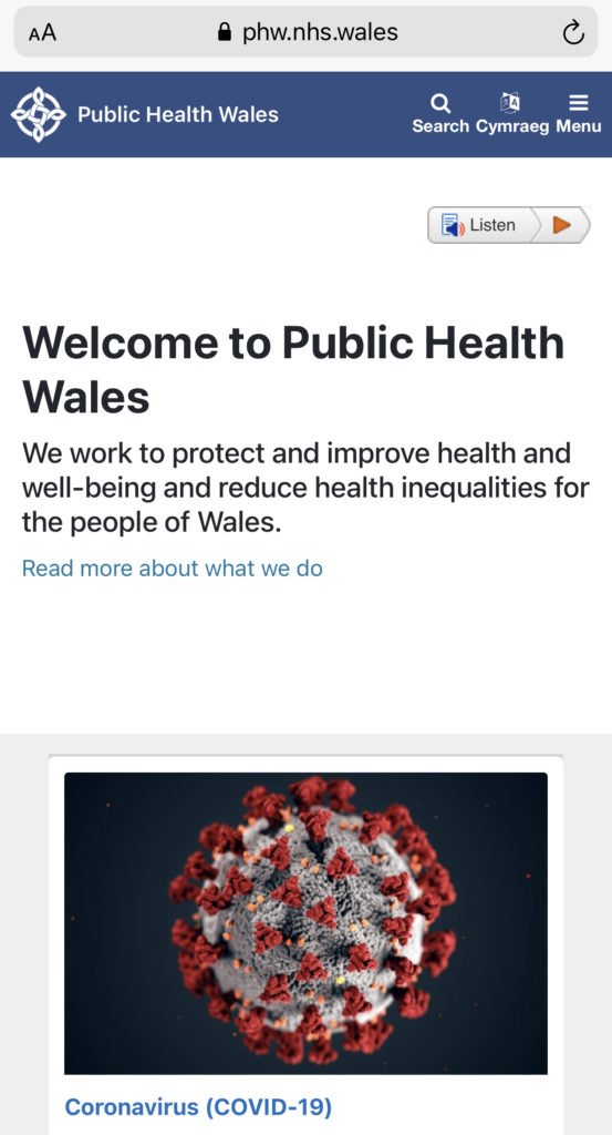 Public Health Wales Website Photo