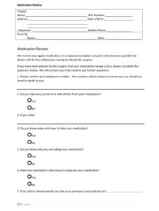 Download Medication Review Form, Email to Practice or Drop at Reception